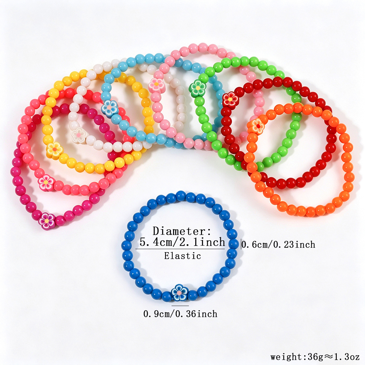 20pc Sweet Dopamine Colored Flower Bead Bracelet Set